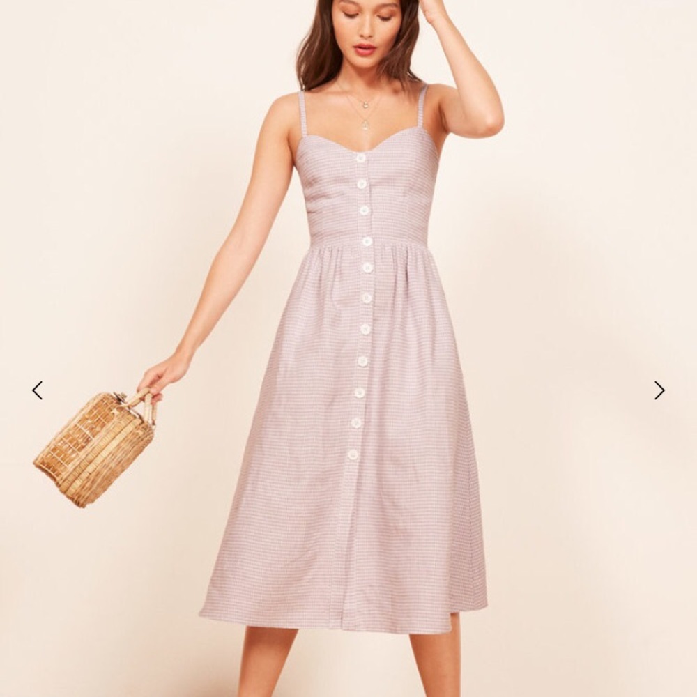 NWT Reformation Thelma midi dress Jane check 10